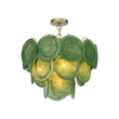 Load image into Gallery viewer, Farmhouze Light-Mid-Century Forest Green Swirl Glass Round Tiered Chandelier-Chandelier-Brass-
