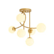 Load image into Gallery viewer, Farmhouze Light - Mid - Century Frosted Glass Globe Scroll Sputnik Ceiling Light - Ceiling Light - Brass - 

