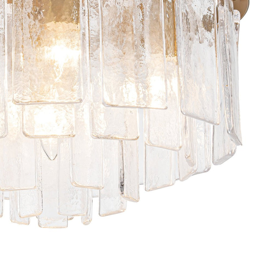 Farmhouze Light - Mid - Century Glam Tiered Water Textured Glass Chandelier - Chandelier - Brass - 