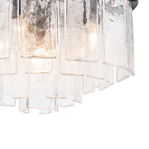 Farmhouze Light - Mid - Century Glam Tiered Water Textured Glass Chandelier - Chandelier - Brass - 