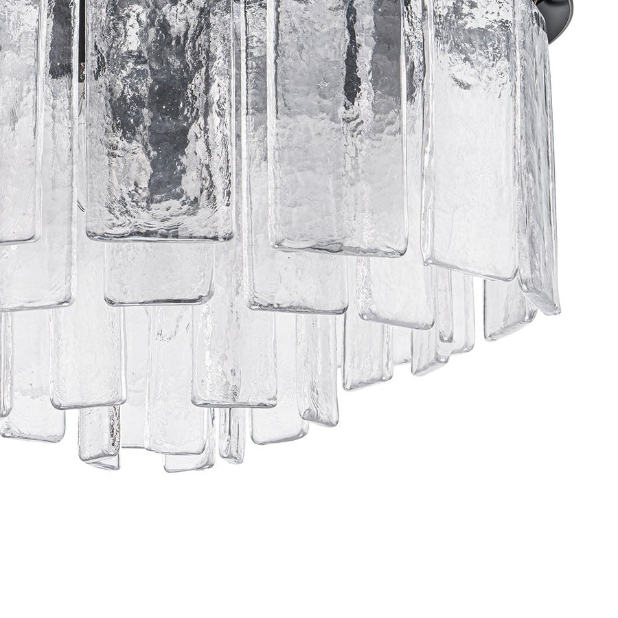 Farmhouze Light - Mid - Century Glam Tiered Water Textured Glass Chandelier - Chandelier - Brass - 