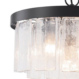 Farmhouze Light - Mid - Century Glam Tiered Water Textured Glass Chandelier - Chandelier - Brass - 