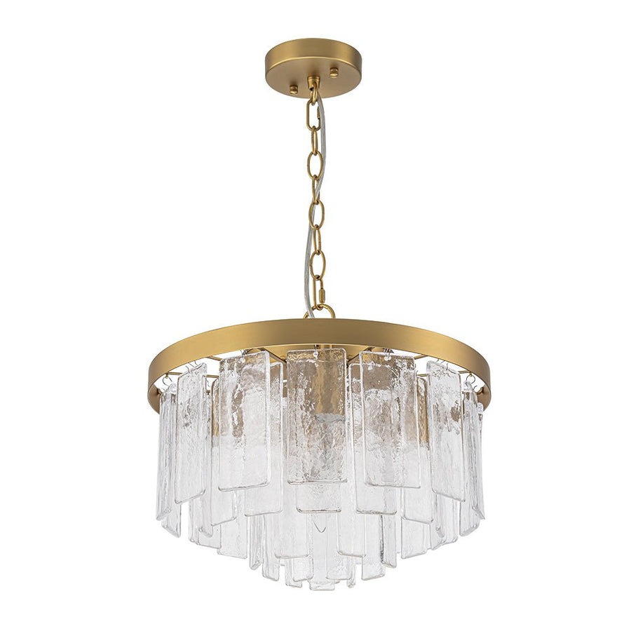 Farmhouze Light - Mid - Century Glam Tiered Water Textured Glass Chandelier - Chandelier - Brass - 