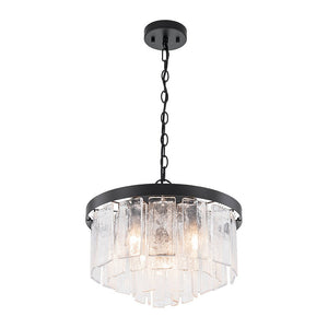 Farmhouze Light - Mid - Century Glam Tiered Water Textured Glass Chandelier - Chandelier - Brass - 