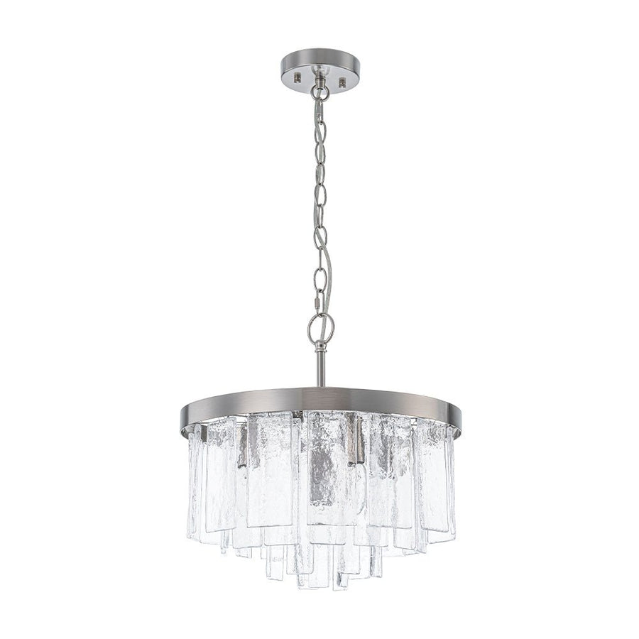 Farmhouze Light - Mid - Century Glam Tiered Water Textured Glass Chandelier - Chandelier - Brass/6 - Light - 
