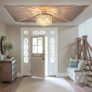 Farmhouze Light - Mid - Century Glam Tiered Water Textured Glass Chandelier - Chandelier - Brass/6 - Light - 