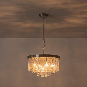 Farmhouze Light - Mid - Century Glam Tiered Water Textured Glass Chandelier - Chandelier - Nickel/6 - Light - 