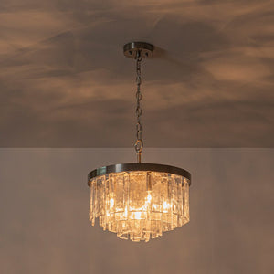 Farmhouze Light - Mid - Century Glam Tiered Water Textured Glass Chandelier - Chandelier - Nickel/6 - Light - 