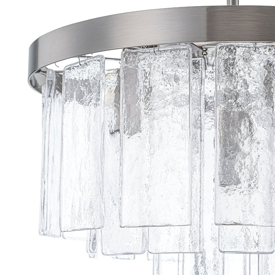 Farmhouze Light - Mid - Century Glam Tiered Water Textured Glass Chandelier - Chandelier - Nickel/6 - Light - 