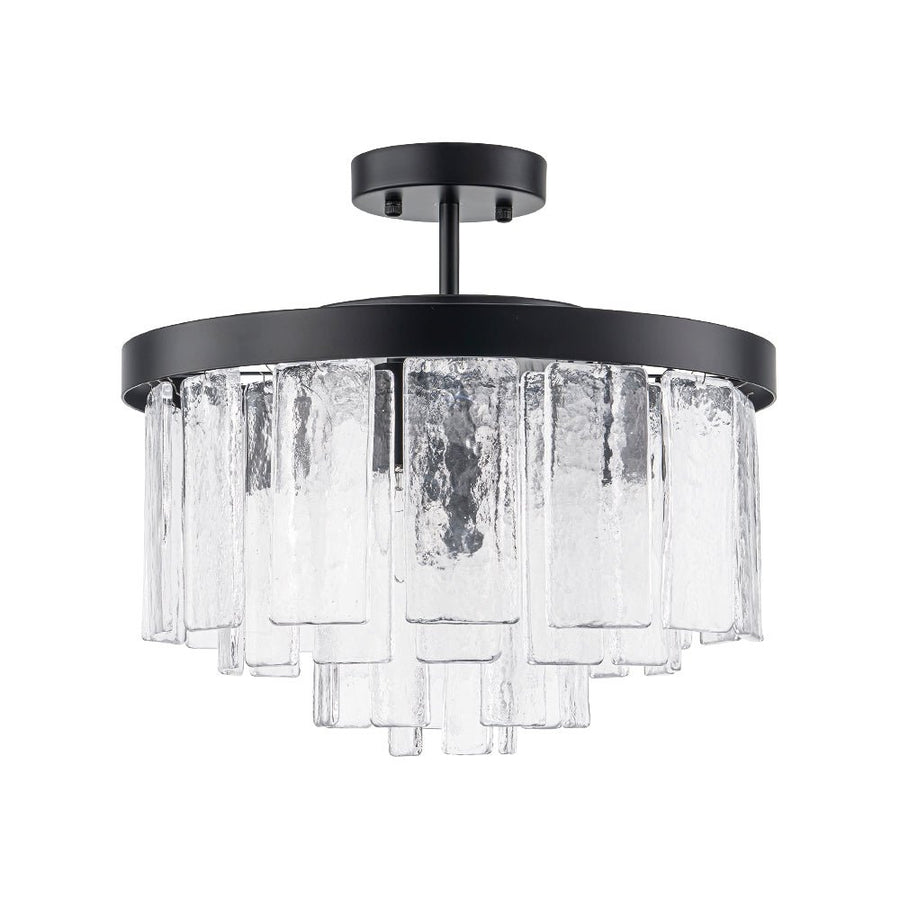 Farmhouze Light - Mid - Century Layered Textured Glass Round Ceiling Light - Chandelier - Brass - 