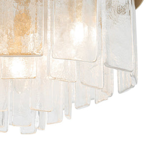 Farmhouze Light - Mid - Century Layered Textured Glass Round Ceiling Light - Chandelier - Brass - 