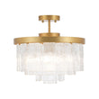 Load image into Gallery viewer, Farmhouze Light-Mid-Century Layered Textured Glass Round Ceiling Light-Chandelier-Brass/Fluted Glass-
