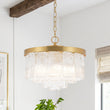 Load image into Gallery viewer, Farmhouze Light-Mid-Century Layered Textured Glass Round Ceiling Light-Chandelier-Brass/Fluted Glass-

