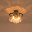 Load image into Gallery viewer, Farmhouze Light-Mid-Century Layered Textured Glass Round Ceiling Light-Chandelier-Nickel-
