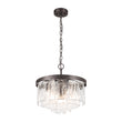 Load image into Gallery viewer, Farmhouze Light-Mid-Century Layered Textured Glass Round Ceiling Light-Chandelier-Nickel-
