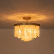 Load image into Gallery viewer, Farmhouze Light - Mid - Century Layered Textured Glass Round Ceiling Light - Chandelier - Nickel - 
