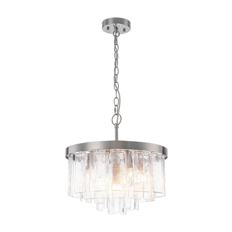 Farmhouze Light - Mid - Century Layered Textured Glass Round Ceiling Light - Chandelier - Nickel/6 - Light - 