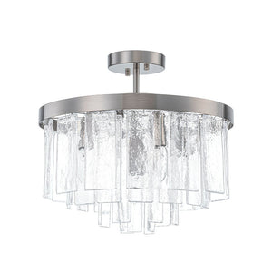 Farmhouze Light - Mid - Century Layered Textured Glass Round Ceiling Light - Chandelier - Nickel/6 - Light - 