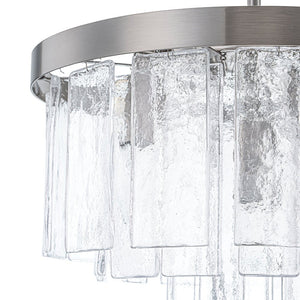 Farmhouze Light - Mid - Century Layered Textured Glass Round Ceiling Light - Chandelier - Nickel/6 - Light - 