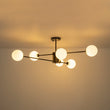 Load image into Gallery viewer, Farmhouze Light - Mid - Century Linear Frosted Glass Globe Sputnik Ceiling Light - Ceiling Light - Black - 
