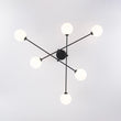 Load image into Gallery viewer, Farmhouze Light - Mid - Century Linear Frosted Glass Globe Sputnik Ceiling Light - Ceiling Light - Black - 
