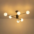 Load image into Gallery viewer, Farmhouze Light - Mid - Century Linear Frosted Glass Globe Sputnik Ceiling Light - Ceiling Light - Black - 
