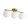 Load image into Gallery viewer, Farmhouze Light - Mid - Century Linear Milky White Glass Globe Ceiling Light - Ceiling Light - Brass - 
