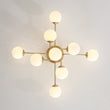 Load image into Gallery viewer, Farmhouze Light - Mid - Century Milky Glass Bubble Sputnik Semi Flush Mount - Ceiling Light - Brass - 
