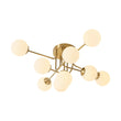 Load image into Gallery viewer, Farmhouze Light - Mid - Century Milky Glass Bubble Sputnik Semi Flush Mount - Ceiling Light - Brass - 
