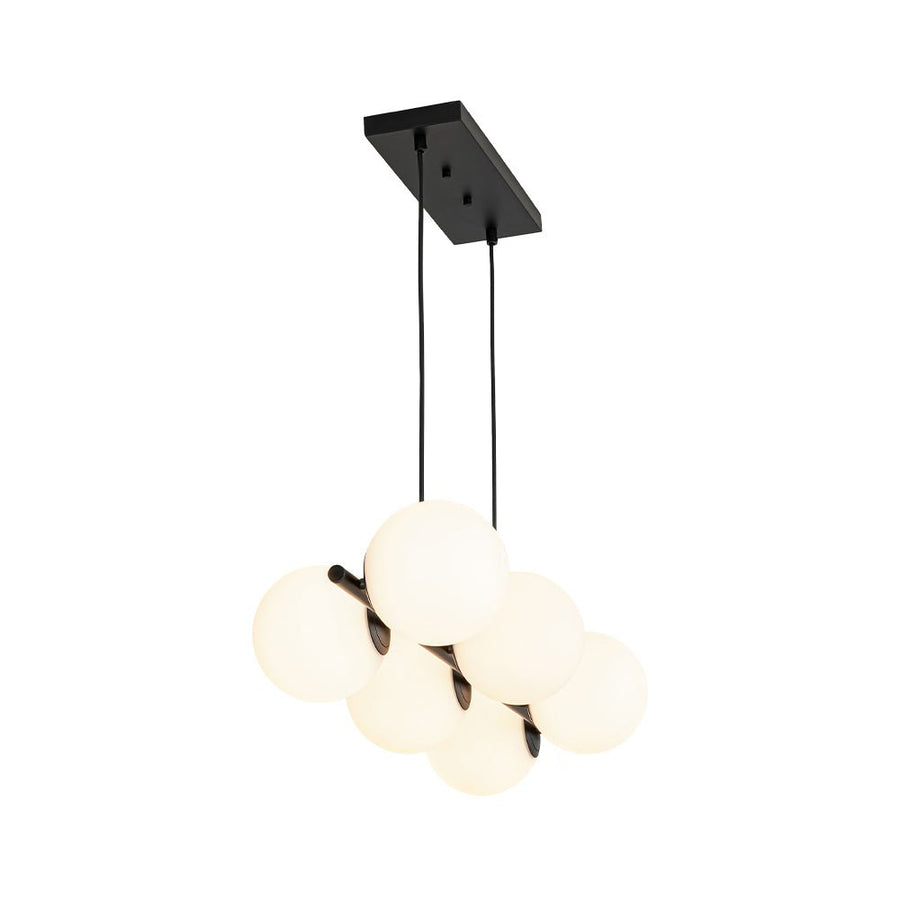 Farmhouze Light - Mid - century Modern Frosted Glass Bubble Island Chandelier - Chandelier - Black - 