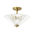 Load image into Gallery viewer, Farmhouze Light-Mid-Century Round Clear Reeded Glass Saucer Ceiling Light-Ceiling Light-Brass-
