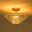 Load image into Gallery viewer, Farmhouze Light-Mid-Century Round Clear Reeded Glass Saucer Ceiling Light-Ceiling Light-Brass-
