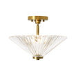 Load image into Gallery viewer, Farmhouze Light-Mid-Century Round Clear Reeded Glass Saucer Ceiling Light-Ceiling Light-Brass-
