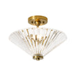 Load image into Gallery viewer, Farmhouze Light-Mid-Century Round Clear Reeded Glass Saucer Ceiling Light-Ceiling Light-Brass-

