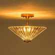 Load image into Gallery viewer, Farmhouze Light-Mid-Century Round Clear Reeded Glass Saucer Ceiling Light-Ceiling Light-Brass-
