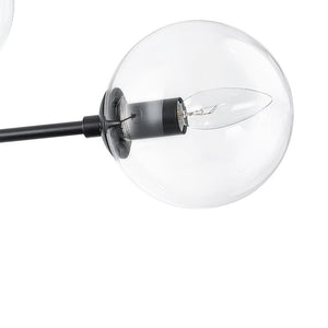Farmhouze Light - Mid - Century Sputnik Clear Glass Globe Linear Island Chandelier - Chandelier - Black - 