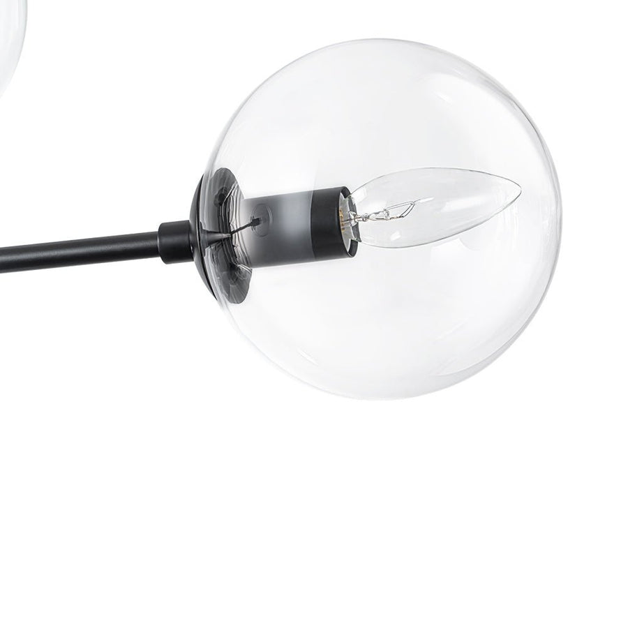 Farmhouze Light - Mid - Century Sputnik Clear Glass Globe Linear Island Chandelier - Chandelier - Black - 