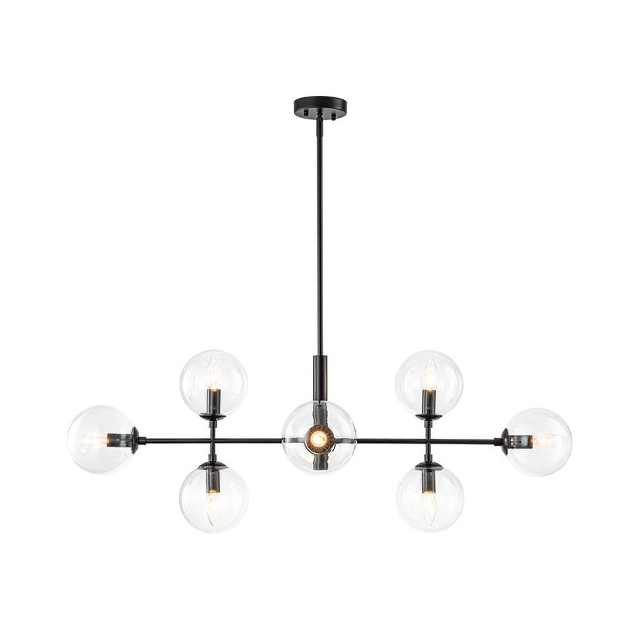 Farmhouze Light - Mid - Century Sputnik Clear Glass Globe Linear Island Chandelier - Chandelier - Black - 