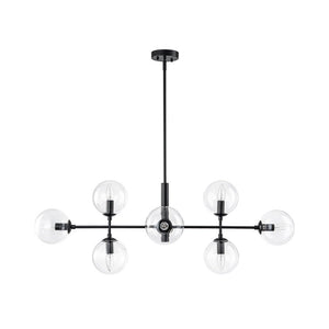 Farmhouze Light - Mid - Century Sputnik Clear Glass Globe Linear Island Chandelier - Chandelier - Black - 