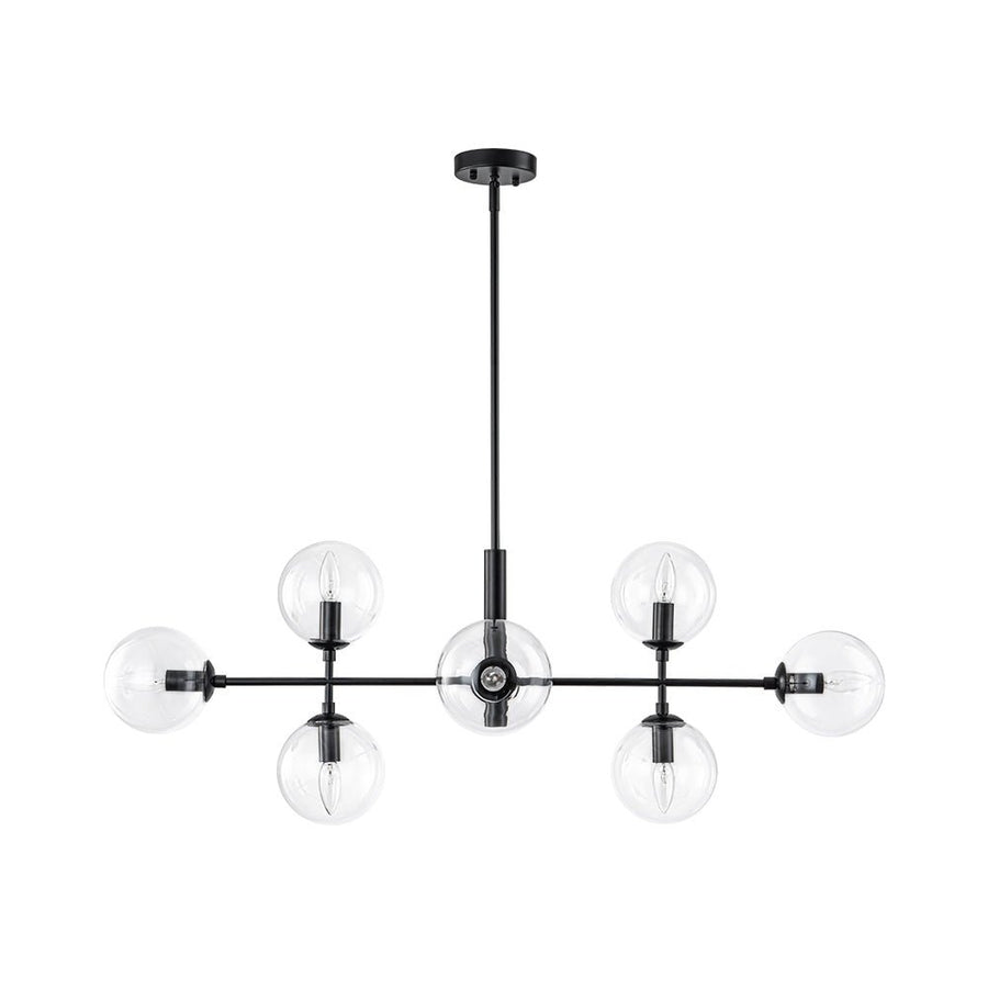 Farmhouze Light - Mid - Century Sputnik Clear Glass Globe Linear Island Chandelier - Chandelier - Black - 
