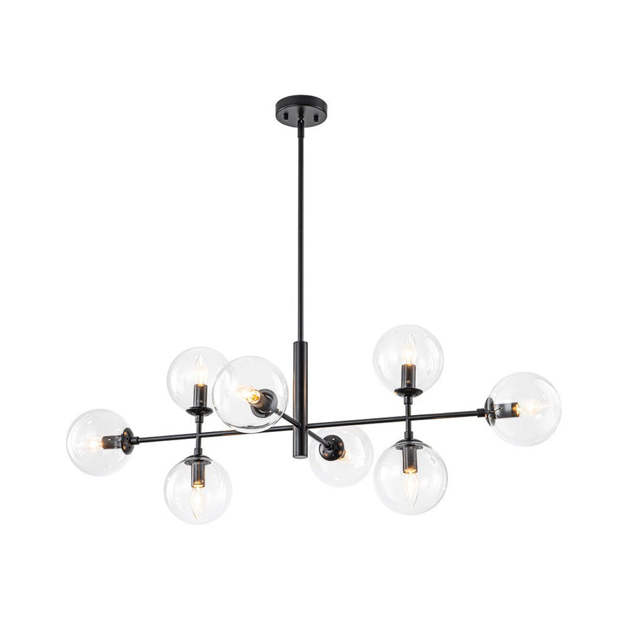 Farmhouze Light - Mid - Century Sputnik Clear Glass Globe Linear Island Chandelier - Chandelier - Black - 