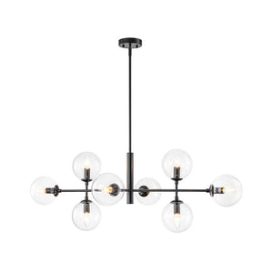 Farmhouze Light - Mid - Century Sputnik Clear Glass Globe Linear Island Chandelier - Chandelier - Black - 