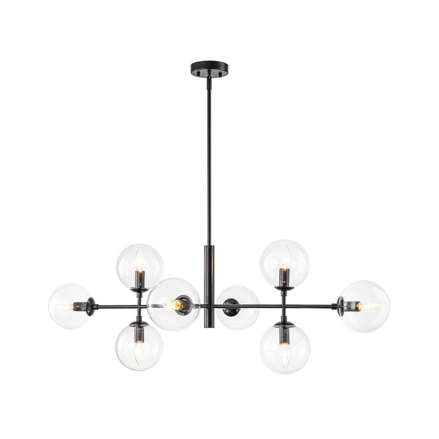Farmhouze Light - Mid - Century Sputnik Clear Glass Globe Linear Island Chandelier - Chandelier - Black - 