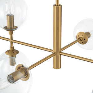 Farmhouze Light - Mid - Century Sputnik Clear Glass Globe Linear Island Chandelier - Chandelier - Brass - 
