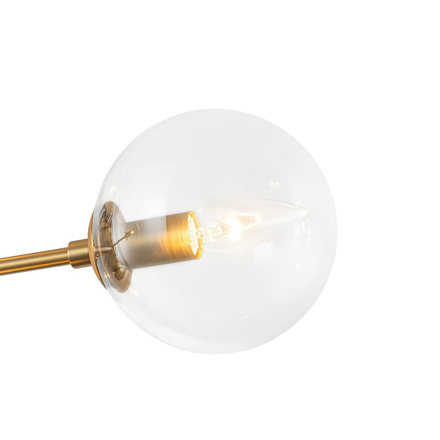 Farmhouze Light - Mid - Century Sputnik Clear Glass Globe Linear Island Chandelier - Chandelier - Brass - 