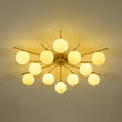 Load image into Gallery viewer, Farmhouze Light-Mid-Century Tiered Frosted Glass Bubble Round Sputnik Ceiling Light-Chandelier-Brass-

