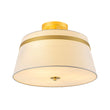 Load image into Gallery viewer, Farmhouze Light-Mid-Century White Fabric Round Drum Shade Ceiling Light-Ceiling Light-Brass-
