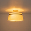 Load image into Gallery viewer, Farmhouze Light-Mid-Century White Fabric Round Drum Shade Ceiling Light-Ceiling Light-Brass-

