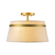 Load image into Gallery viewer, Farmhouze Light-Mid-Century White Fabric Round Drum Shade Ceiling Light-Ceiling Light-Brass-
