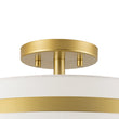 Load image into Gallery viewer, Farmhouze Light-Mid-Century White Fabric Round Drum Shade Ceiling Light-Ceiling Light-Brass-
